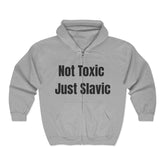 Unisex Heavy Blend Zip Hoodie - Not Toxic Just Slavic, Slavic Pride, Casual Wear, Gift for Slavic Friends, Everyday Comfort